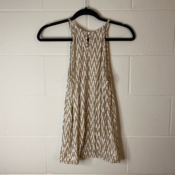 Loft Petites Tan White Chevron Embellished Keyhole Tank Top - Picture 5 of 9